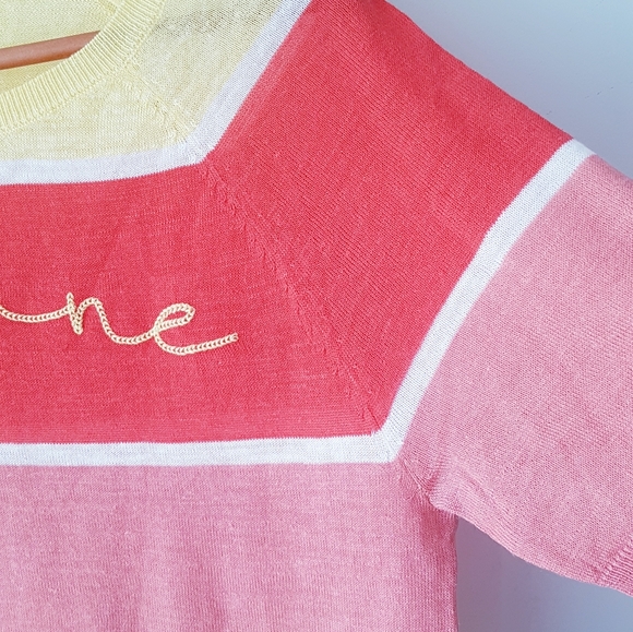 NEXT Colour Block Short Sleeve Linen Blend Top - Picture 4 of 8